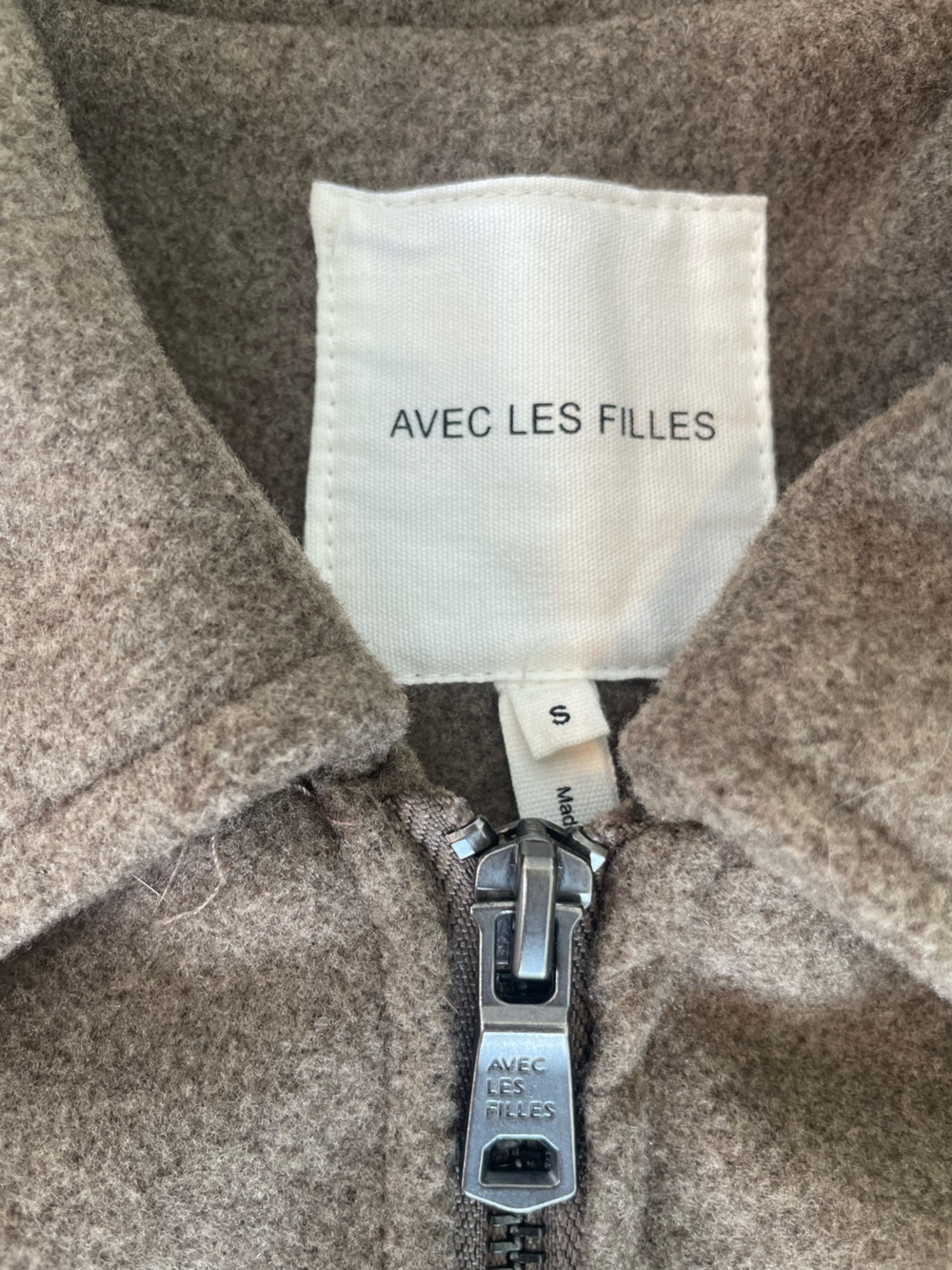 Avec Les Filles Taupe Wool Blend Shacket Jacket Size Small Quiet Luxury - Picture 6 of 8